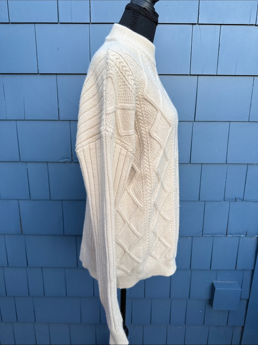 Aelfric Eden Cream Cable Knit Turtleneck Sweater small camel - Picture 5 of 9